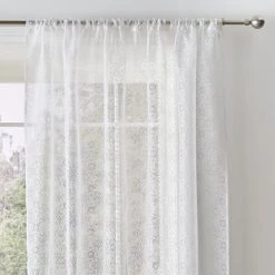 Dunelm Pretty Boho Tile Burnout Slot Top Voile