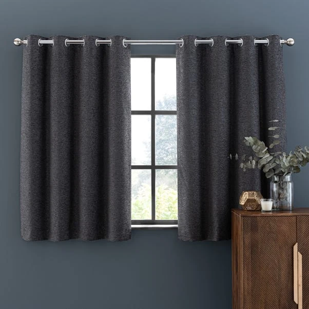 Dunelm Textured Chenille Graphite Eyelet Curtains - Image 5