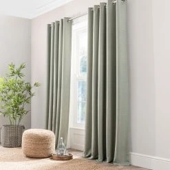 Dunelm Paris Recycled Sage Eyelet Curtains