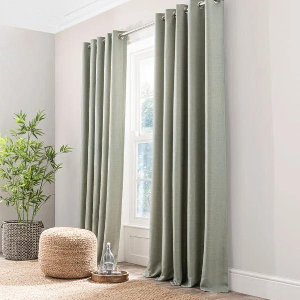 Dunelm Paris Recycled Sage Eyelet Curtains