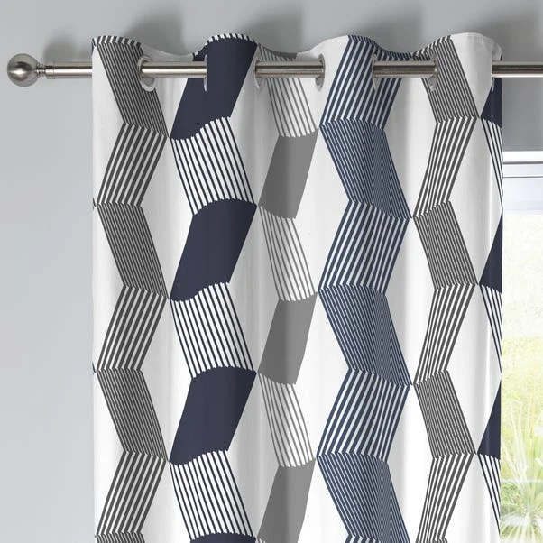 Fusion Magna Navy Eyelet Curtains