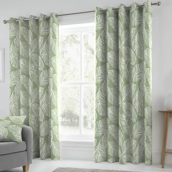 Fusion Matteo Green Eyelet Curtains - Image 2