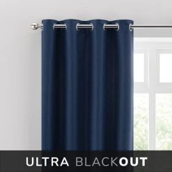 Dunelm Montreal Thermal Blackout Ultra Navy Eyelet Curtains