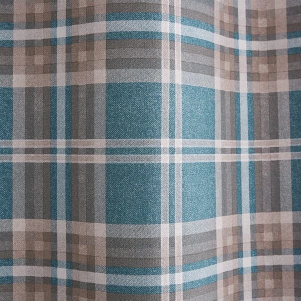 Catherine Lansfield Tweed Woven Check Teal Eyelet Curtains - Image 3