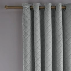 Catherine Lansfield So Soft Luxe Velvet Silver Thermal Eyelet Curtains
