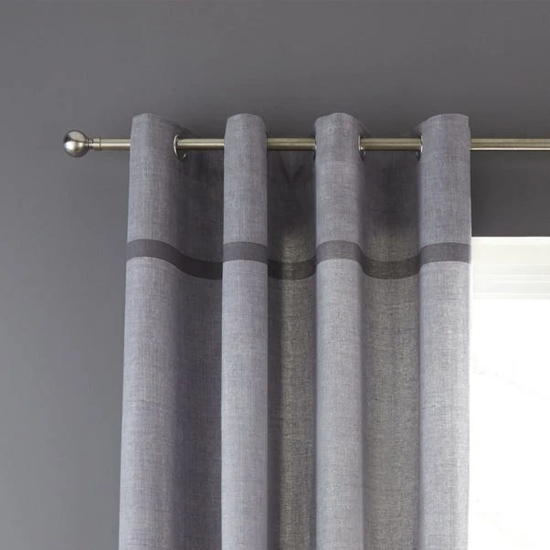 Catherine Lansfield Melville Woven Texture Grey Eyelet Curtains