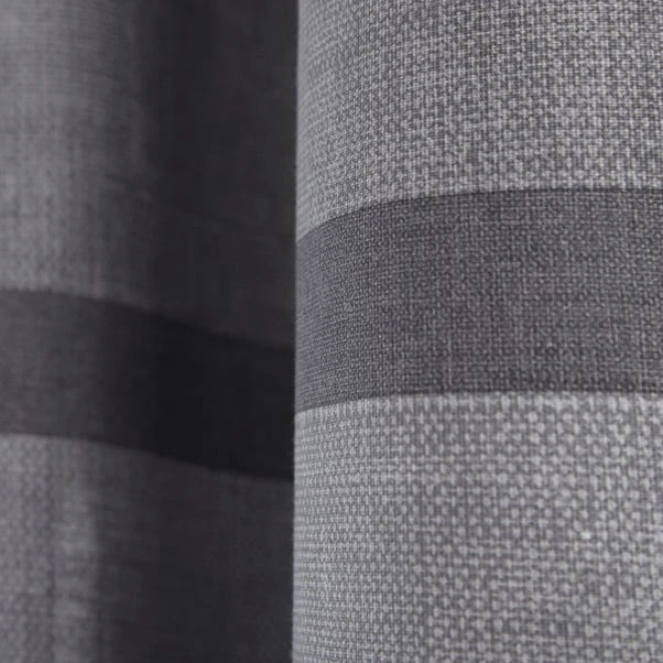 Catherine Lansfield Melville Woven Texture Grey Eyelet Curtains - Image 3