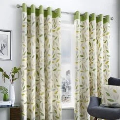 Fusion Beechwood Green Eyelet Curtains