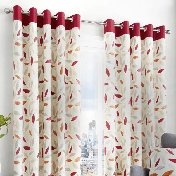 Fusion Beechwood Red Eyelet Curtains