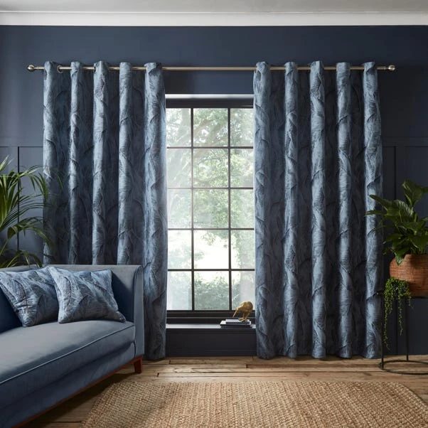 Dunelm Malawi Navy Eyelet Curtains - Image 2