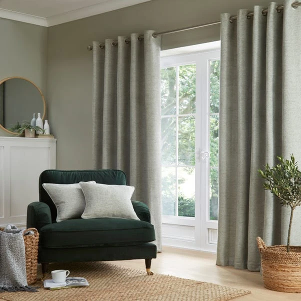 Churchgate Swithland Herringbone Sage Eyelet Curtains