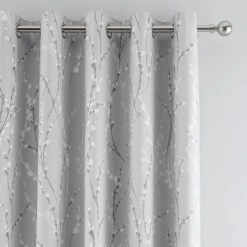 Dunelm Belle Grey Blackout Eyelet Curtains