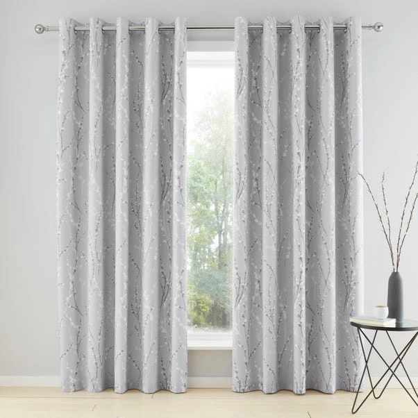 Dunelm Belle Grey Blackout Eyelet Curtains - Image 2