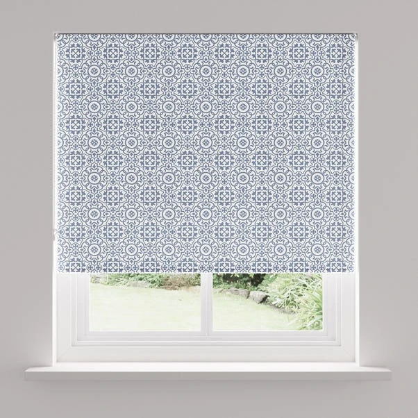 Dunelm Purity Tile Blue Moisture Resistant Daylight Roller Blind - Image 4