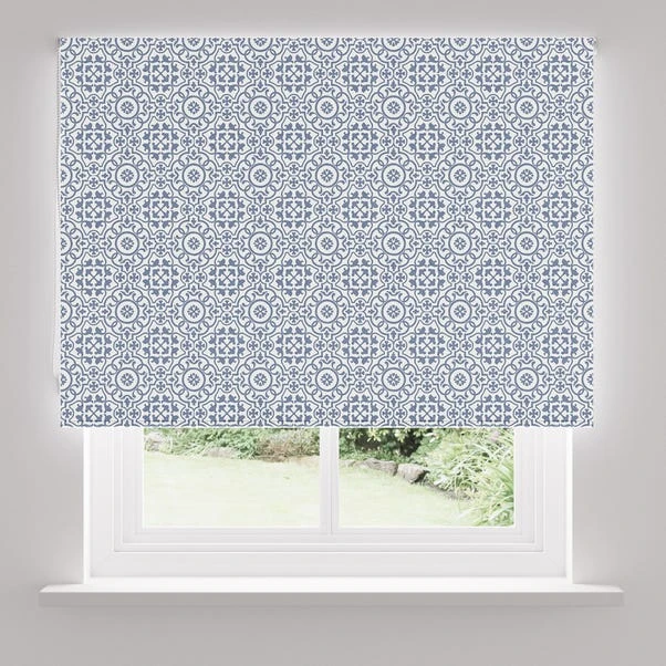 Dunelm Purity Tile Blue Moisture Resistant Daylight Roller Blind - Image 5