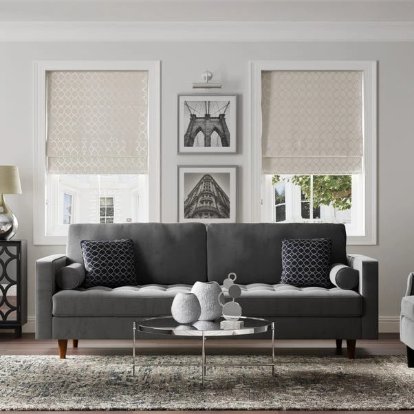 Dunelm Chenille Ogee Cream Roman Blind - Image 2