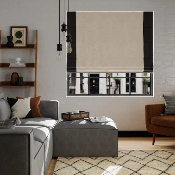 Dunelm Luna Bordered Natural And Black Roman Blind - Image 2
