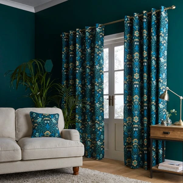 Dunelm Ruskin Bottle Green Eyelet Curtains - Image 2