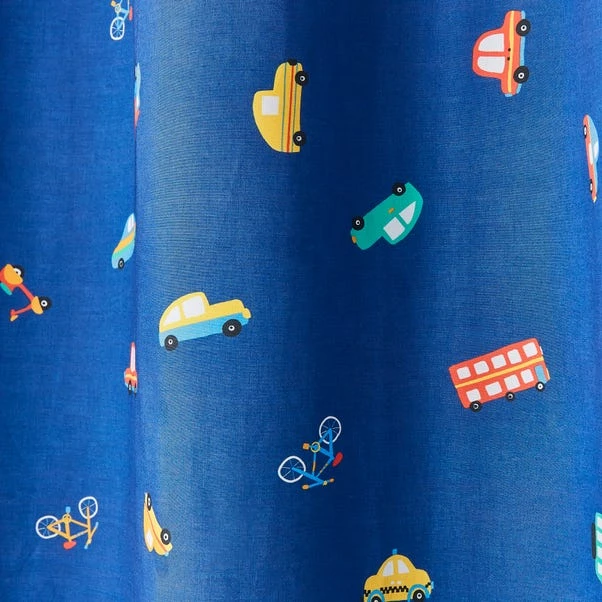 Dunelm Blue Transport Thermal Blackout Eyelet Curtains - Image 3