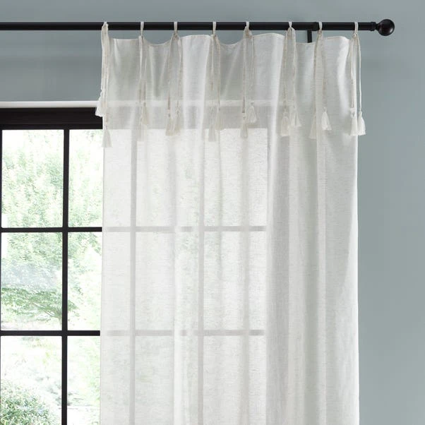 Dunelm Marley Natural Tie Top Single Voile Panel