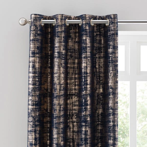 Dunelm Romano Navy Velour Eyelet Curtains