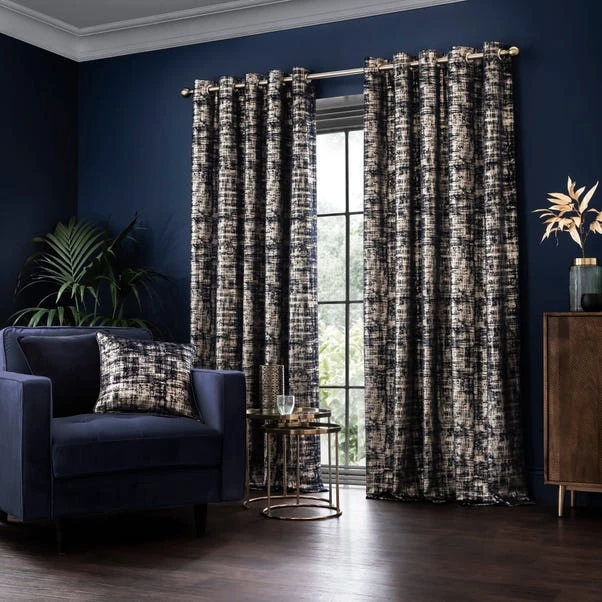 Dunelm Romano Navy Velour Eyelet Curtains - Image 2