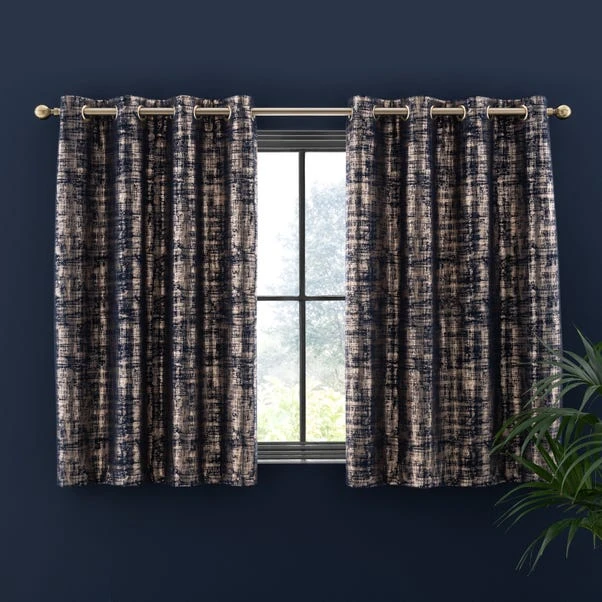 Dunelm Romano Navy Velour Eyelet Curtains - Image 5