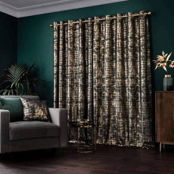 Dunelm Romano Emerald Velour Eyelet Curtains - Image 4