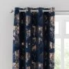 Dunelm Velour Tree Print Navy Eyelet Curtains