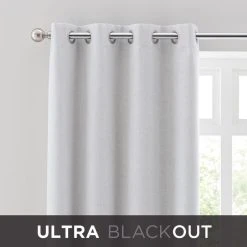 Dunelm Ultra Blackout Touch Of Linen Ivory Eyelet Curtains