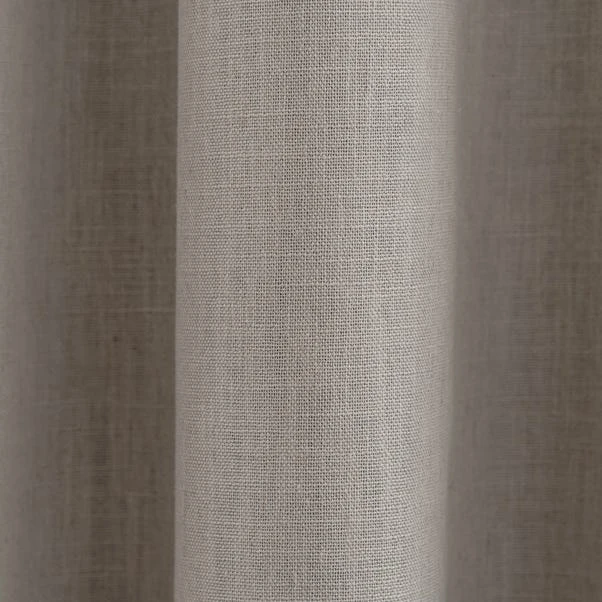 Dunelm Ultra Blackout Touch Of Linen Natural Eyelet Curtains - Image 3