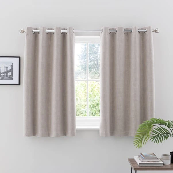 Dunelm Ultra Blackout Touch Of Linen Natural Eyelet Curtains - Image 5