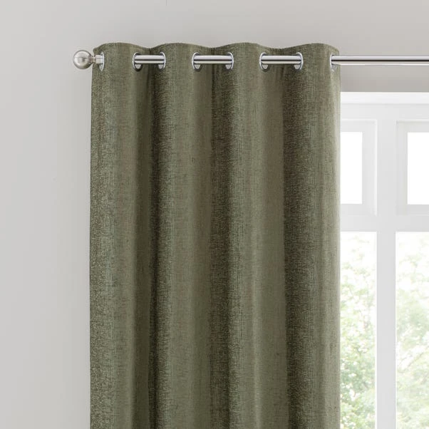 Luxury Collection Chenille Olive Eyelet Curtains