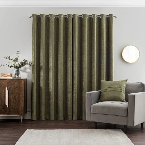 Luxury Collection Chenille Olive Eyelet Curtains - Image 5