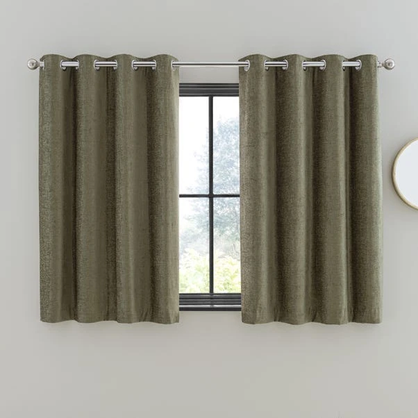 Luxury Collection Chenille Olive Eyelet Curtains - Image 6