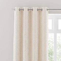 Dunelm Damask Cut Velvet Ivory Eyelet Curtains