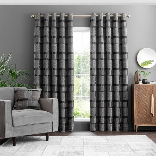 Luxury Collection Prague Chenille Noir Eyelet Curtains - Image 2