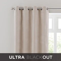 Dunelm Ultra Blackout Natural Chenille Eyelet Curtains