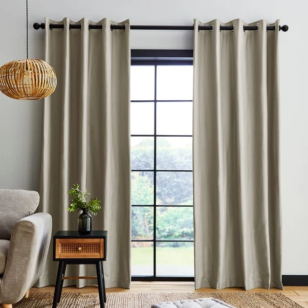 Dunelm Adley 100% Cotton Mushroom Eyelet Curtains - Image 2