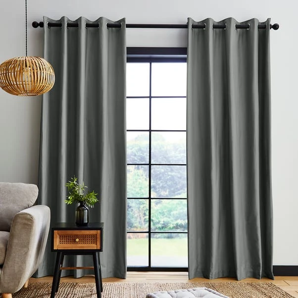 Dunelm Adley 100% Cotton Steeple Grey Eyelet Curtains - Image 2