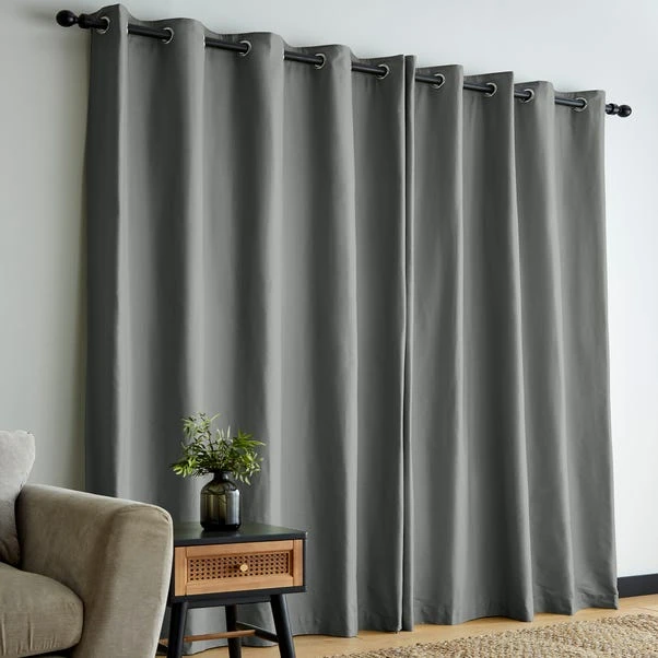 Dunelm Adley 100% Cotton Steeple Grey Eyelet Curtains - Image 4