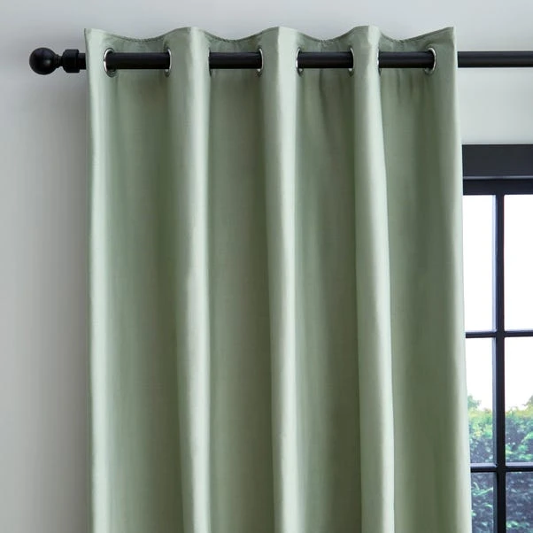 Dunelm Adley 100% Cotton Sage Eyelet Curtains