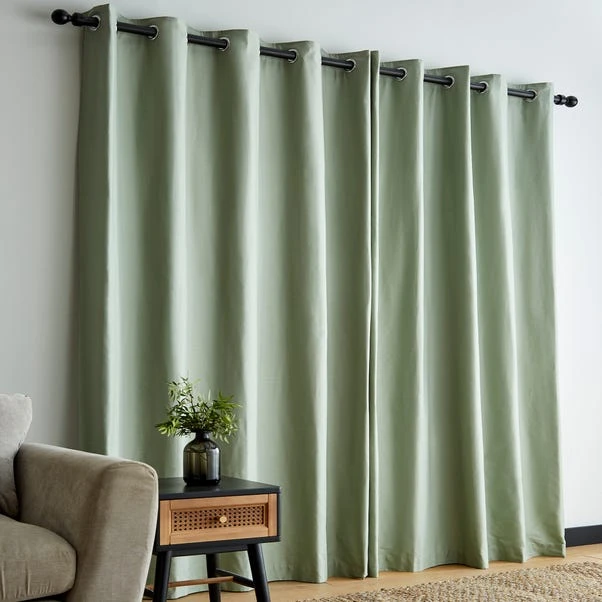 Dunelm Adley 100% Cotton Sage Eyelet Curtains - Image 4