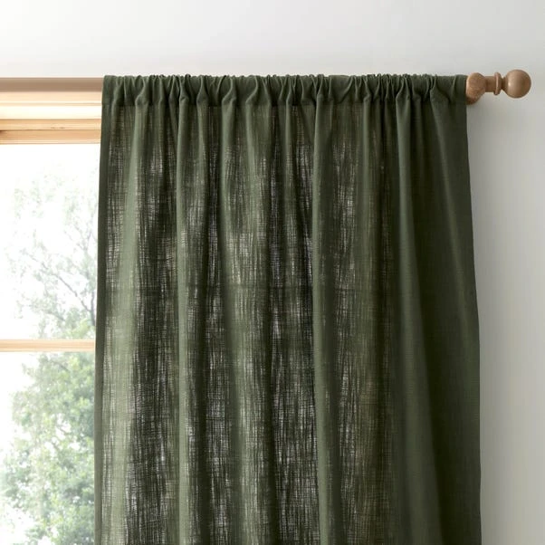 Dunelm Arthur Recycled Olive Slot Top Single Voile Panel