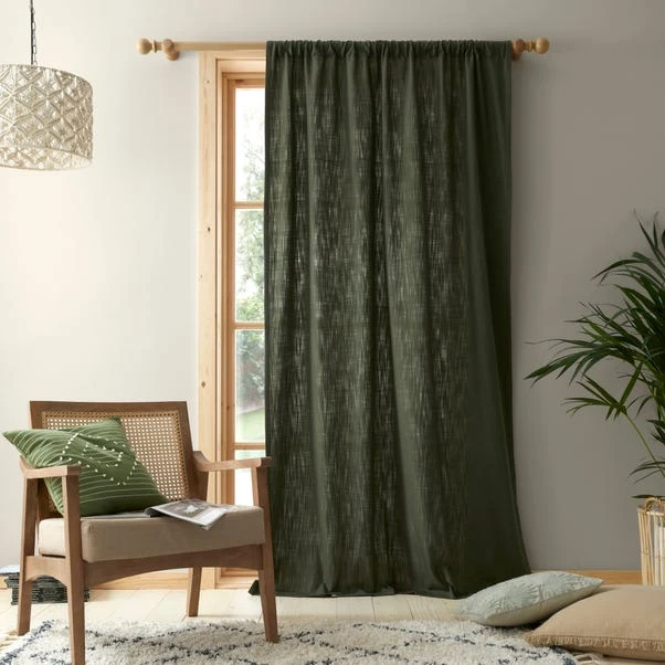 Dunelm Arthur Recycled Olive Slot Top Single Voile Panel - Image 2