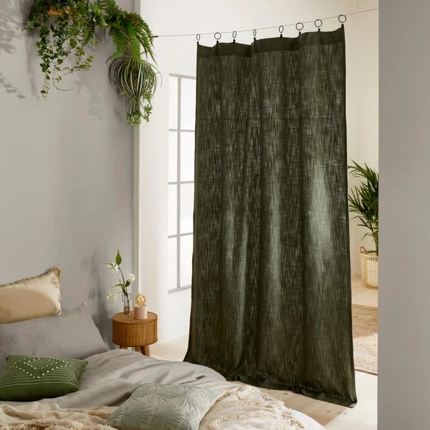 Dunelm Arthur Recycled Olive Slot Top Single Voile Panel - Image 4