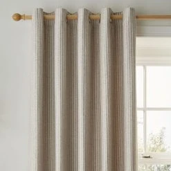 Dunelm Churchgate Herringbone Natural Stripe Eyelet Curtains