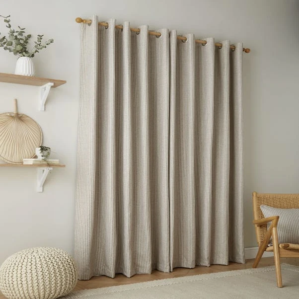 Dunelm Churchgate Herringbone Natural Stripe Eyelet Curtains - Image 3