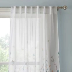 Dunelm Whimsical Botanical Multi Slot Top Single Voile Panel