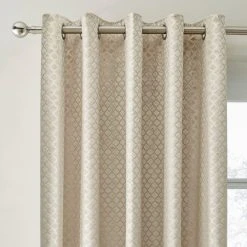 Dunelm Cut Velvet Champagne Thermal Eyelet Curtains